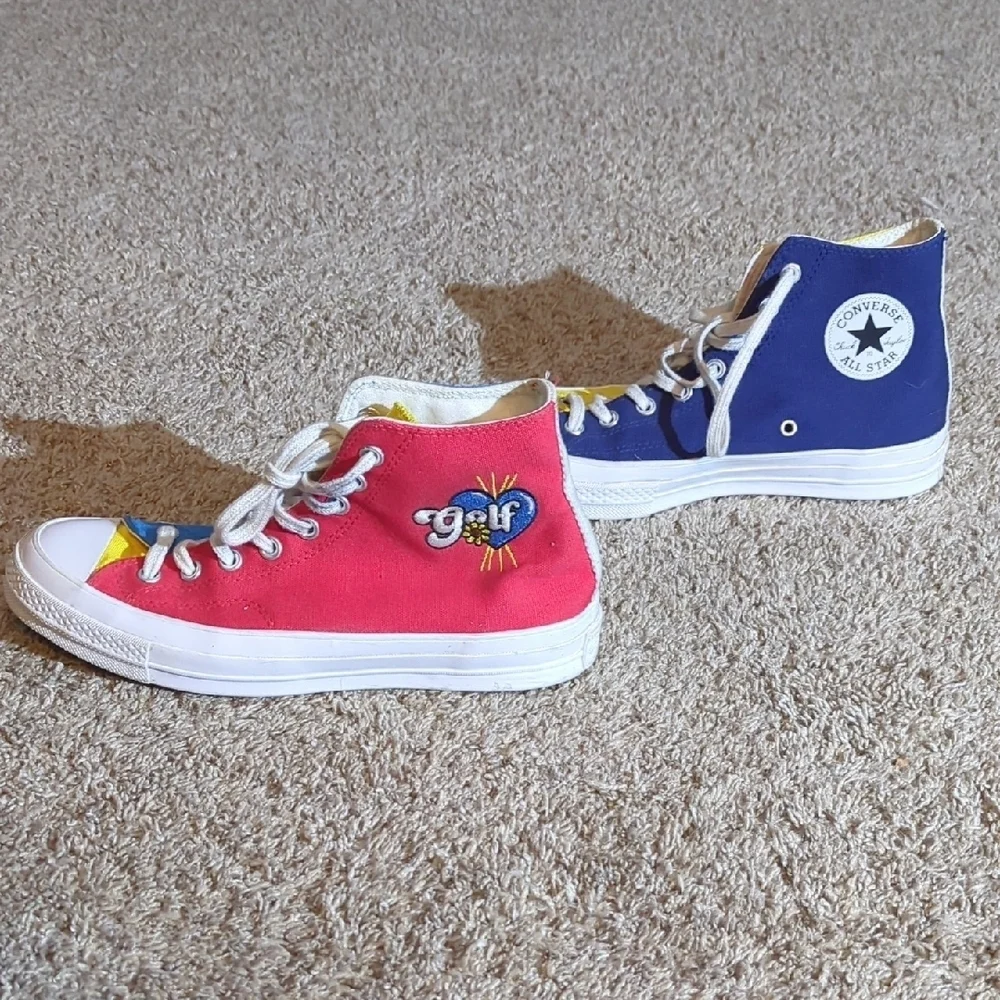 Converse Pink and Blue High-Top Sneakers Classic Canvas Style - Picture 1 of 9